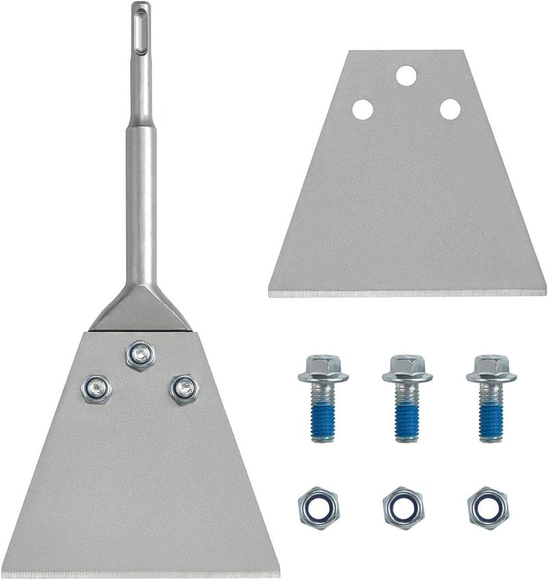 SPKLINE 5 Inch Wide SDS-Plus Floor Scraper Tool Kit with Spare Bolts and Locknuts and One Replacement Blade, Tile & Thinset Scaling Chisel Thinset Scraper Adhesives Remover Wall and Floor Scraper - Image 1
